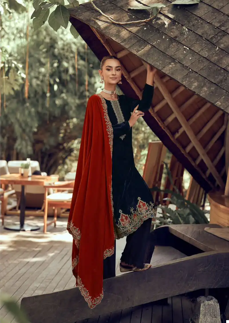 Mumtaz Arts Safaa Velvet Wholesale Heavy Embroidery Designer Winter Wear Salwar Suit Catalog — Wholesale Salwar Suits, MPA wholesale from Surat - Gallery Image 4