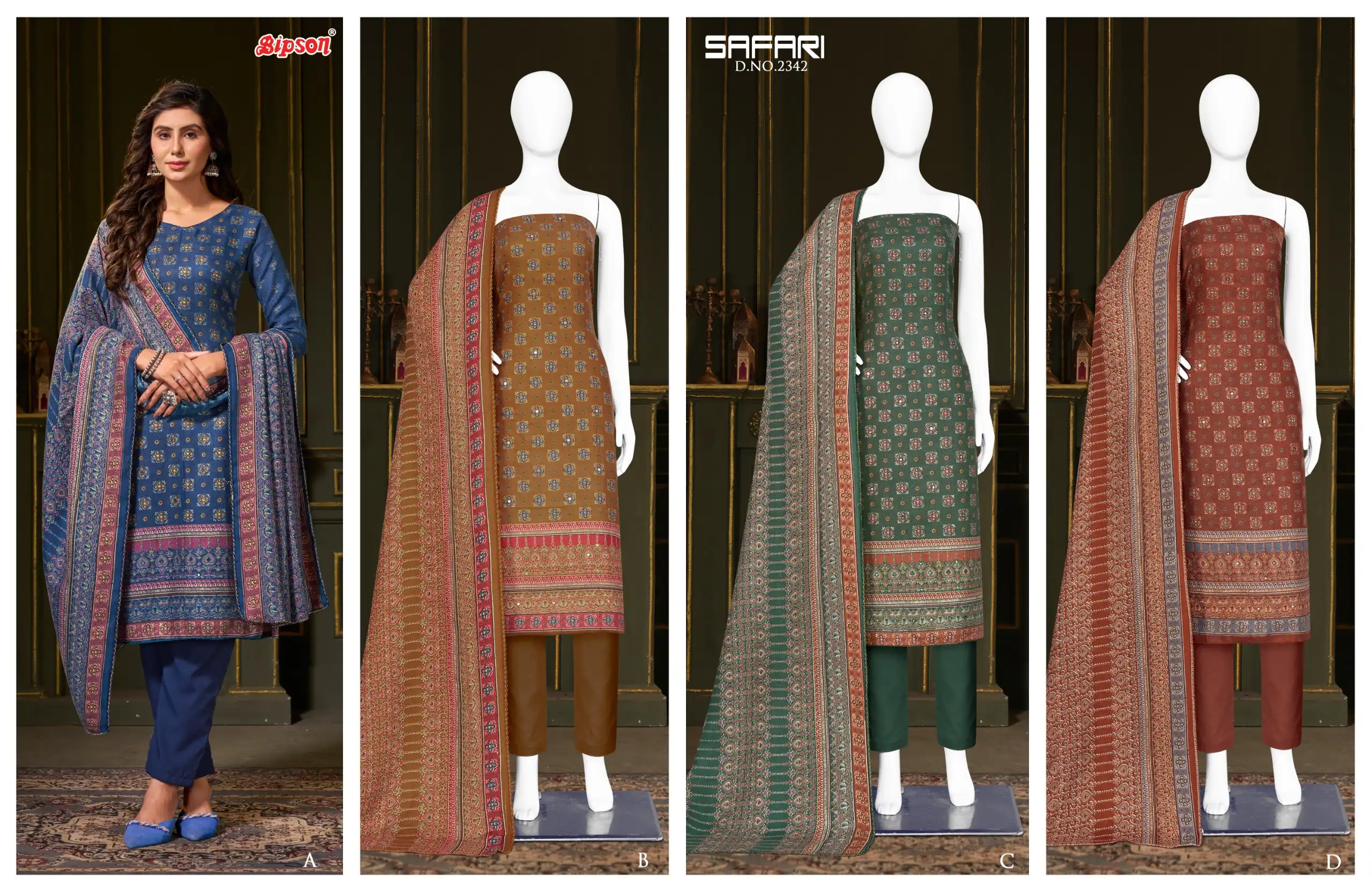 Bipson Safari 2342 Pure Woollen Safari Pashmina Wholesale Winter Wear Salwar Suit Catalog — Wholesale Salwar Suits, MPA wholesale from Surat — view 5