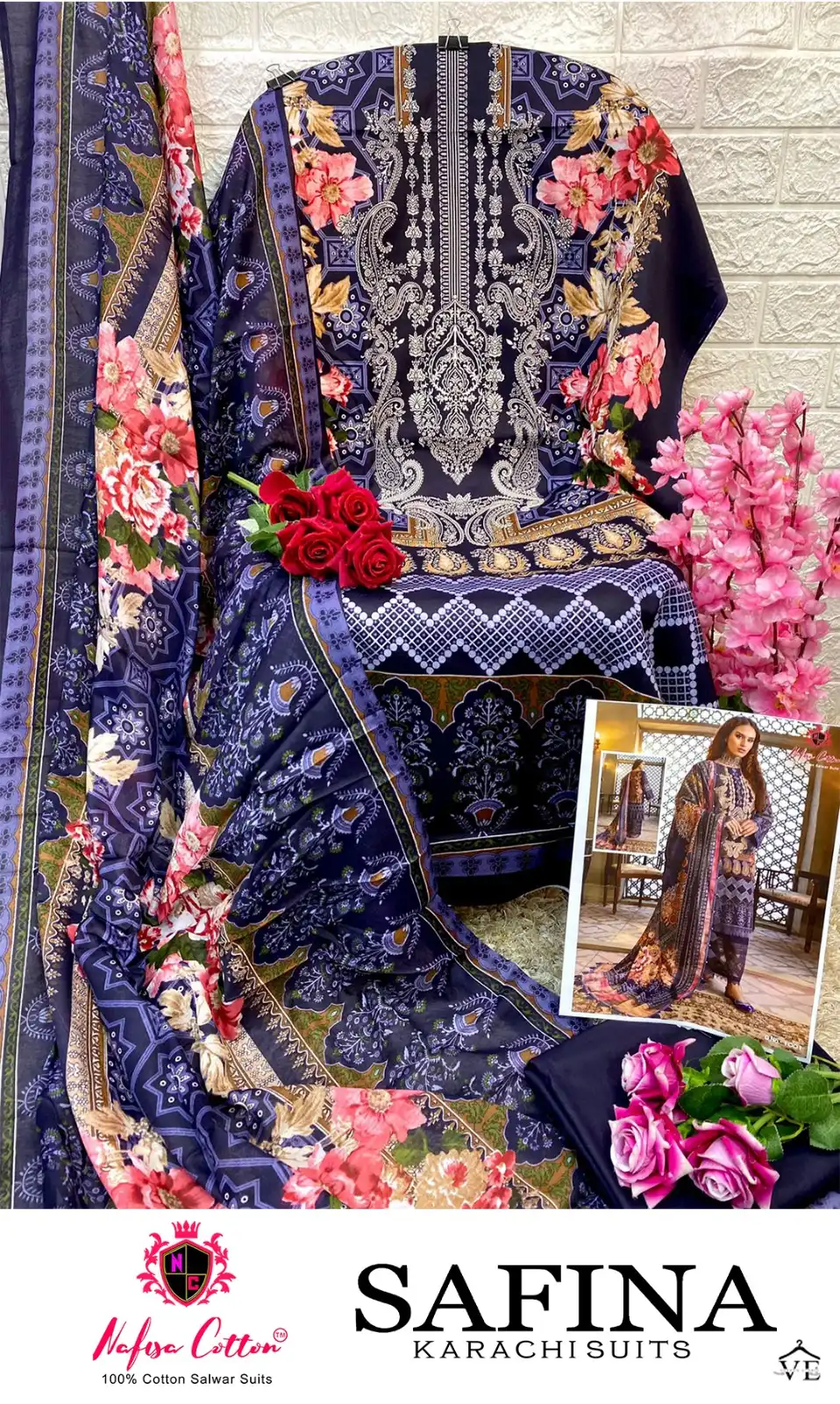 Nafisa Safina Cotton Wholesale Pakistani Salwar Suit Catalog — Wholesale Salwar Suits, MPA wholesale from Surat — view 2