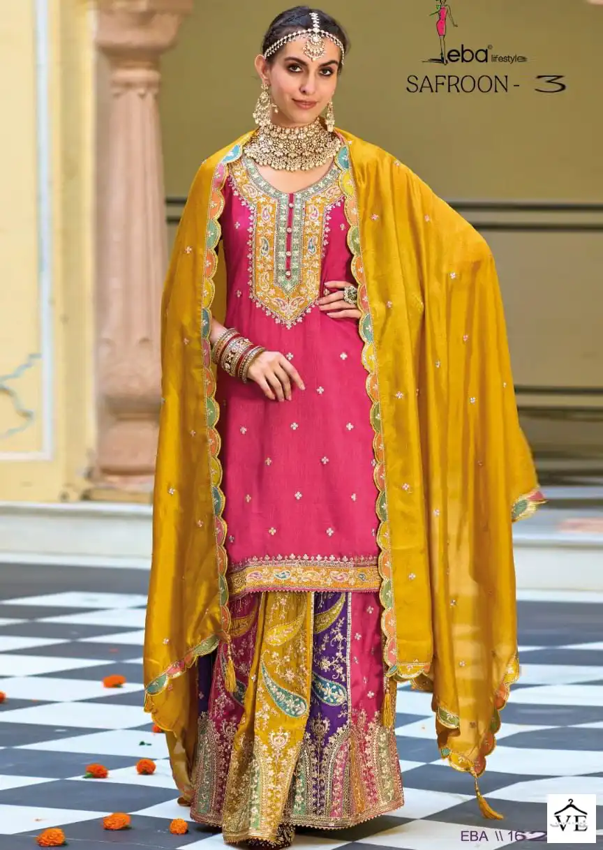 Eba Lifestyle Safroon Vol 3 Premium Silk Wholesale Designer Salwar Suit Catalog — Wholesale Salwar Suits, Eba Lifestyle wholesale from Surat — view 1