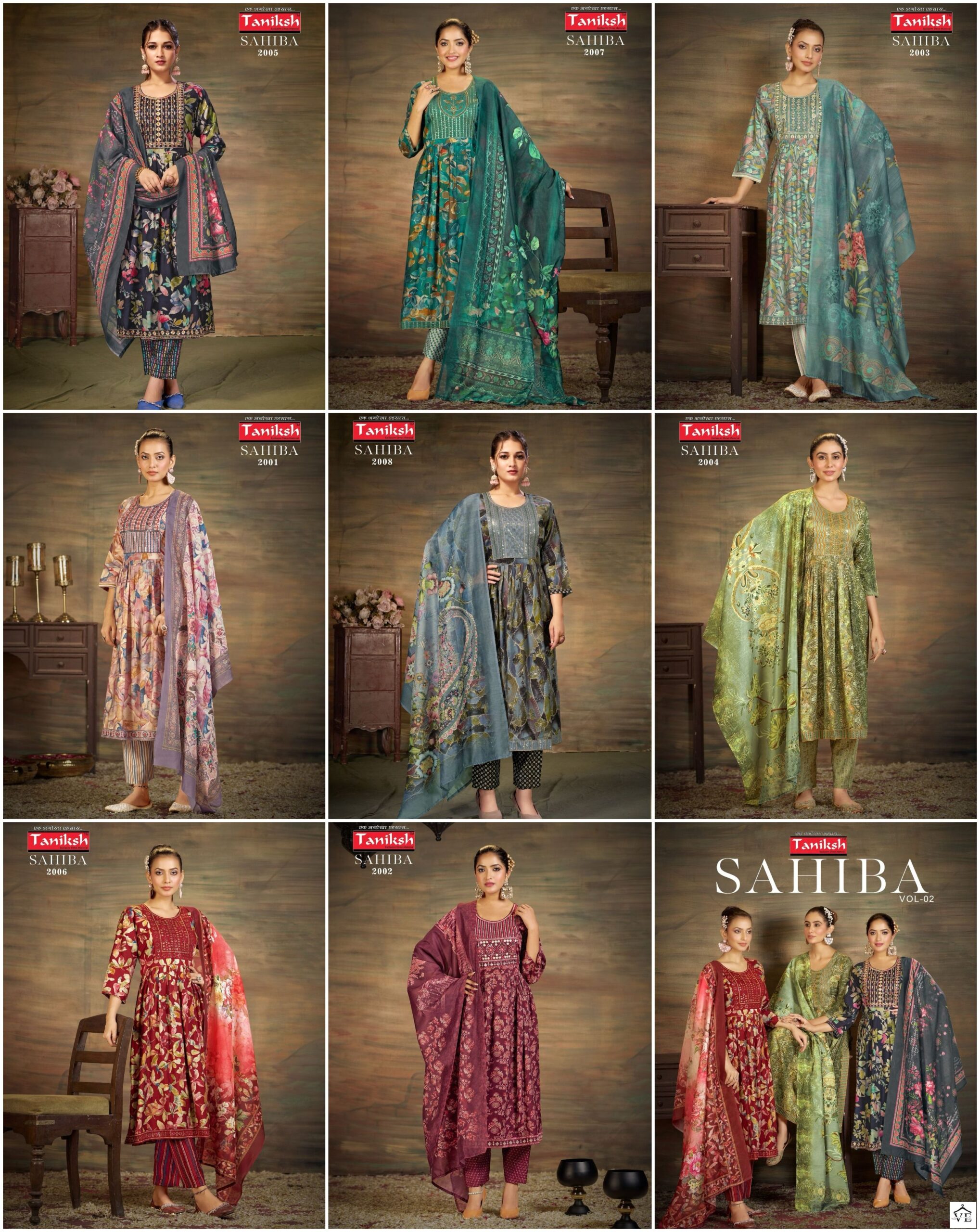 Taniksh Sahiba Vol 2 Muslin Wholesale Nyra Cut Style Designer Readymade Salwar Suit Catalog - 8 Pcs Set — Wholesale Salwar Suits, MPA wholesale from Surat — view 9