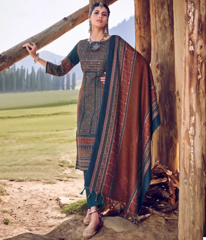 Belliza Saiba Woolen Pashmina Wholesale Winter Wear Salwar Suit Catalog - 8 Pcs Set — Wholesale Salwar Suits, Belliza Designer wholesale from Surat — view 1