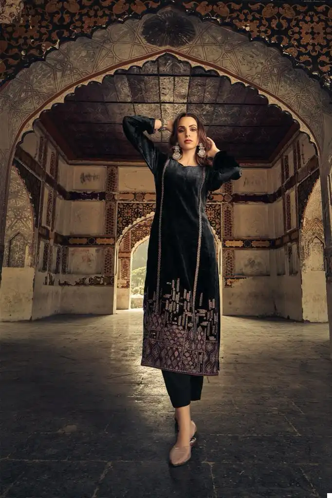 Aiqa Sajda Pure Velvet Wholesale Designer Winter Wear Salwar Suit Catalog — Wholesale Salwar Suits, MPA wholesale from Surat - Gallery Image 2