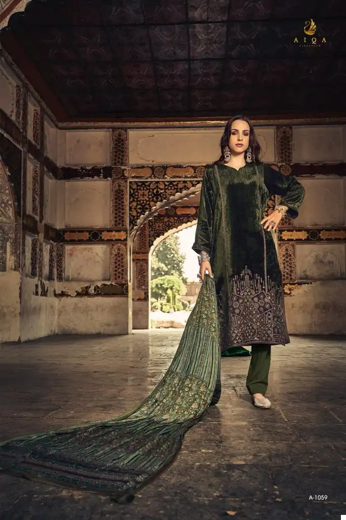 Aiqa Sajda Pure Velvet Wholesale Designer Winter Wear Salwar Suit Catalog — Wholesale Salwar Suits, MPA wholesale from Surat - Gallery Image 6