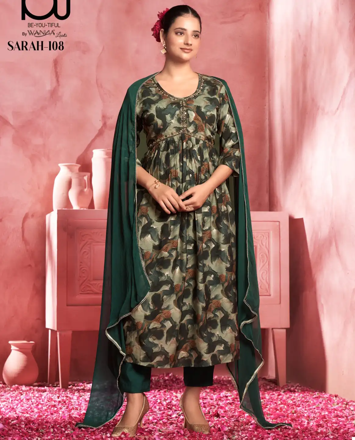 Wanna Sarah Rayon Wholesale Fancy Hand Work Alia Cut Pattern Kurti Combo Set Catalogc — Wholesale Salwar Suits, MPA wholesale from Surat — view 1
