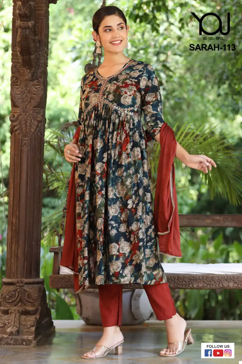 Wanna Sarah Rayon Wholesale Fancy Hand Work Alia Cut Pattern Kurti Combo Set Catalogc — Wholesale Salwar Suits, MPA wholesale from Surat - Gallery Image 9