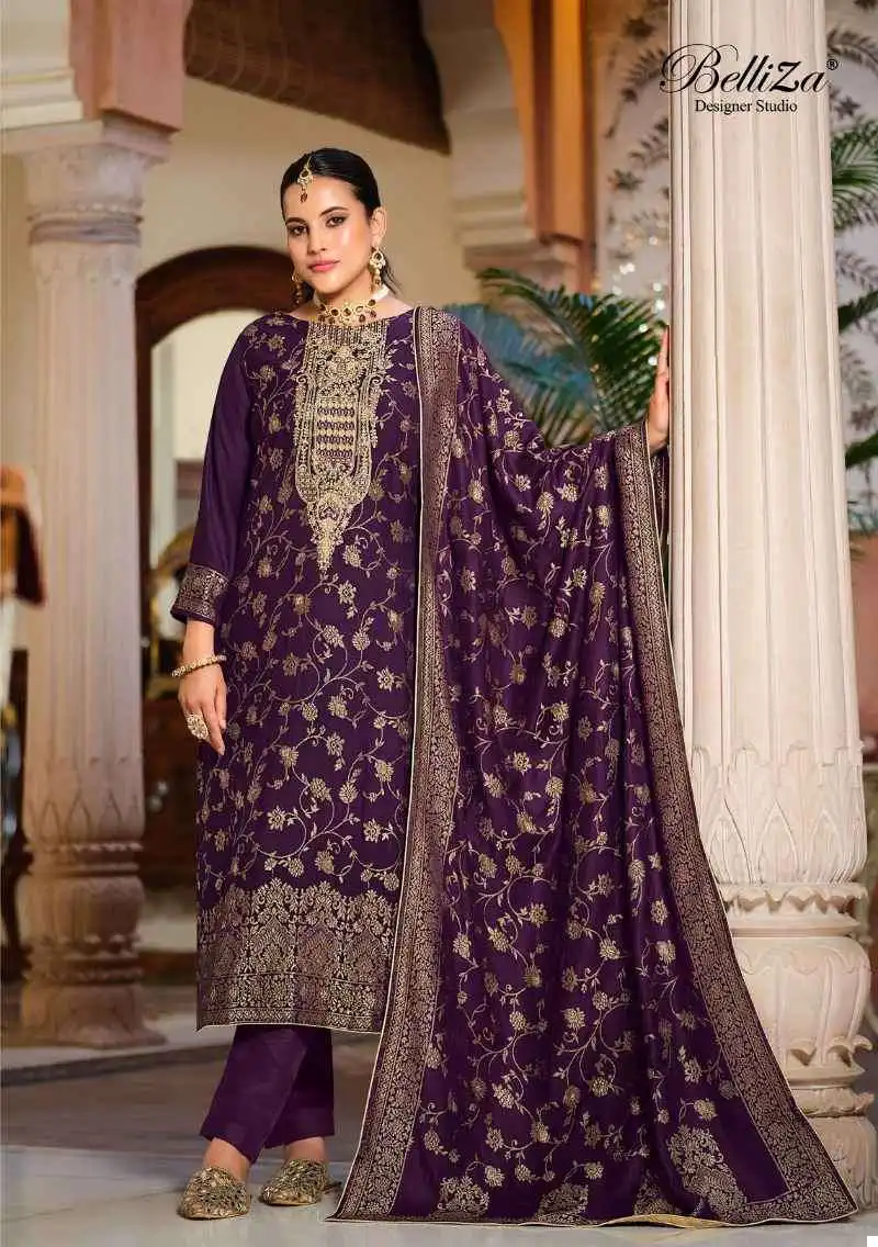 Belliza Shalimar Pashmina Jacquard Wholesale Winter Wear Salwar Suit Catalog — Wholesale Salwar Suits, Belliza Designer wholesale from Surat - Gallery Image 2