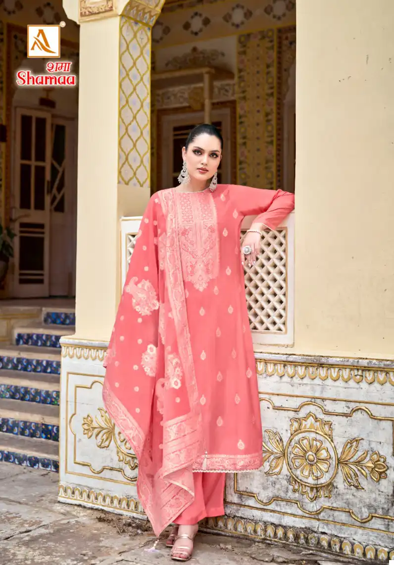 Alok Suits Shamaa Viscose Jacquard Wholesale Salwar Suit Catalog — Wholesale Salwar Suits, Alok Suit wholesale from Surat - Gallery Image 2