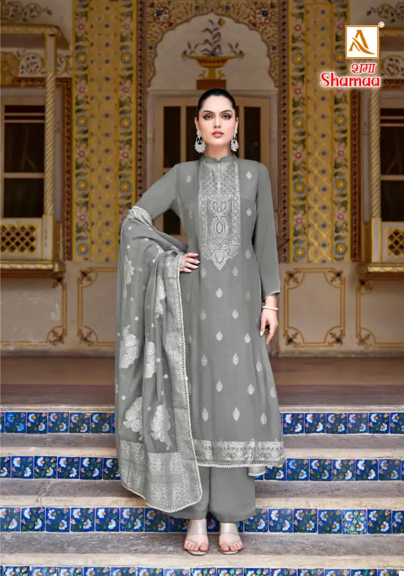 Alok Suits Shamaa Viscose Jacquard Wholesale Salwar Suit Catalog — Wholesale Salwar Suits, Alok Suit wholesale from Surat - Gallery Image 3