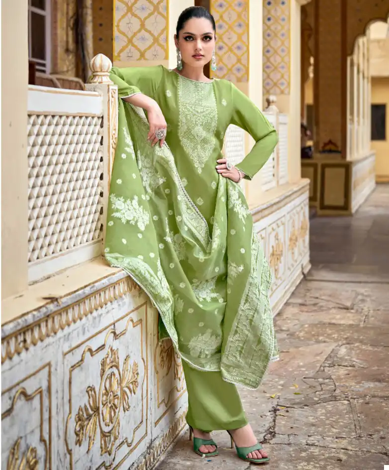 Alok Suits Shamaa Viscose Jacquard Wholesale Salwar Suit Catalog — Wholesale Salwar Suits, Alok Suit wholesale from Surat — view 1