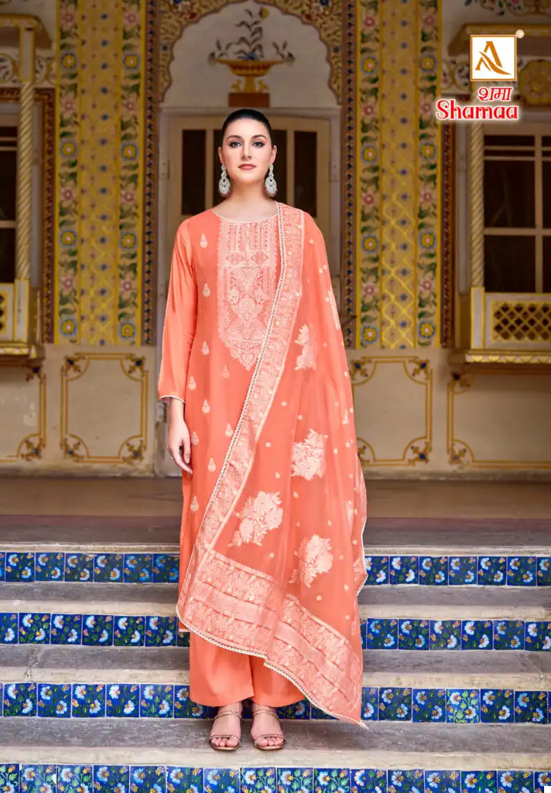 Alok Suits Shamaa Viscose Jacquard Wholesale Salwar Suit Catalog — Wholesale Salwar Suits, Alok Suit wholesale from Surat - Gallery Image 5