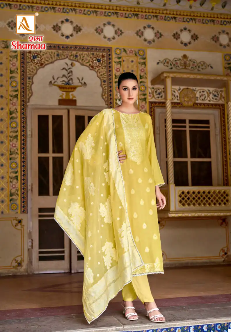 Alok Suits Shamaa Viscose Jacquard Wholesale Salwar Suit Catalog — Wholesale Salwar Suits, Alok Suit wholesale from Surat - Gallery Image 6