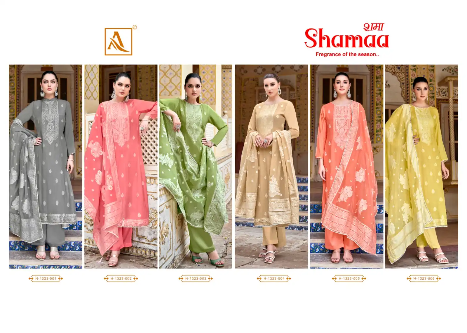 Alok Suits Shamaa Viscose Jacquard Wholesale Salwar Suit Catalog — Wholesale Salwar Suits, Alok Suit wholesale from Surat — view 7