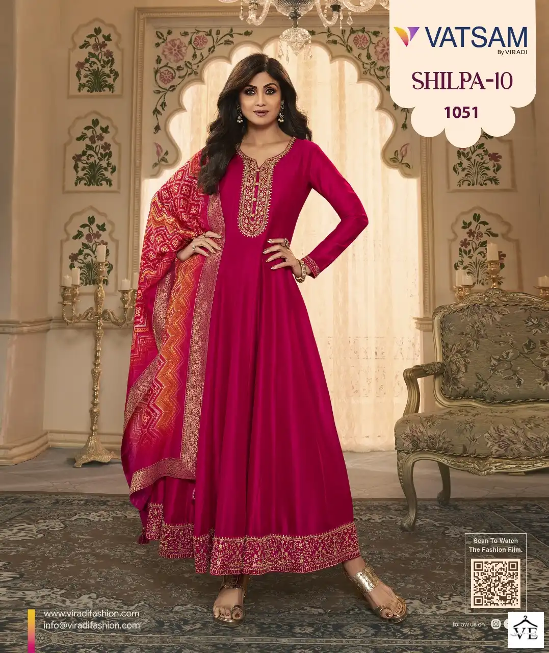 Vatsam Shilpa 10 Bhagalpuri Silk Wholesale Disegner Long Gown With Dupatta Catalog — Wholesale Kurtis, MPA wholesale from Surat — view 3