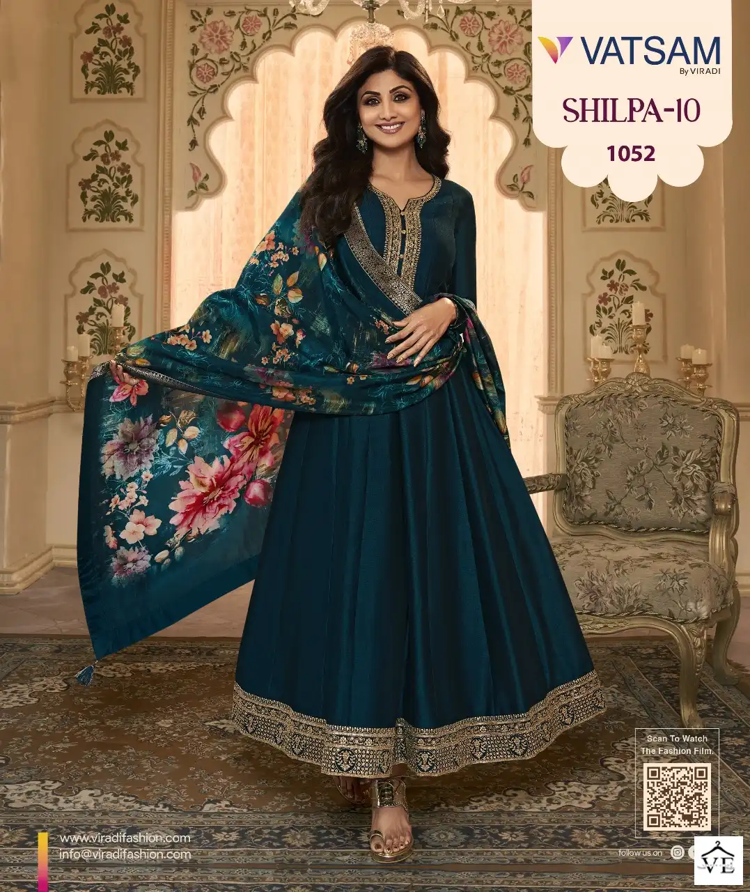 Vatsam Shilpa 10 Bhagalpuri Silk Wholesale Disegner Long Gown With Dupatta Catalog — Wholesale Kurtis, MPA wholesale from Surat — view 4