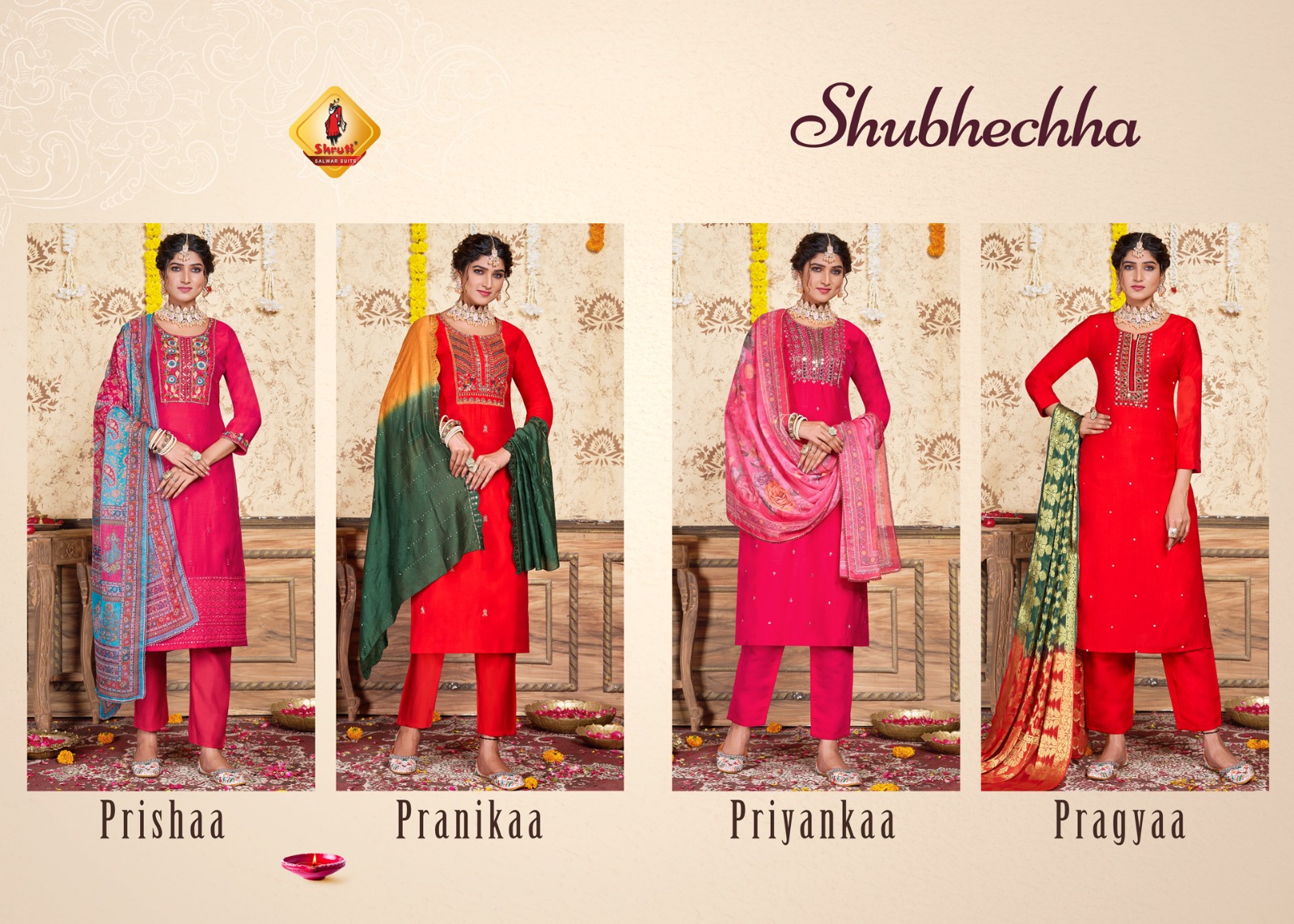 Shruti Suits Shubhechha Viscose Roman Silk Wholesale Readymade Suits Catalog — Wholesale Salwar Suits, MPA wholesale from Surat — view 5
