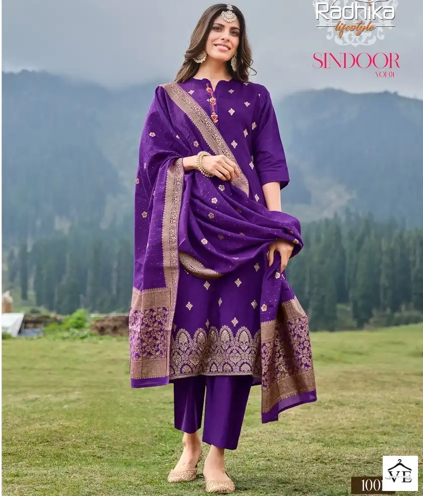 Radhika Lifestyle Sindoor Vol 1 Pure Dola Silk Jacquard Wholesale Designer Readymade Salwar Suit Catalog — Wholesale Salwar Suits, MPA wholesale from Surat — view 1