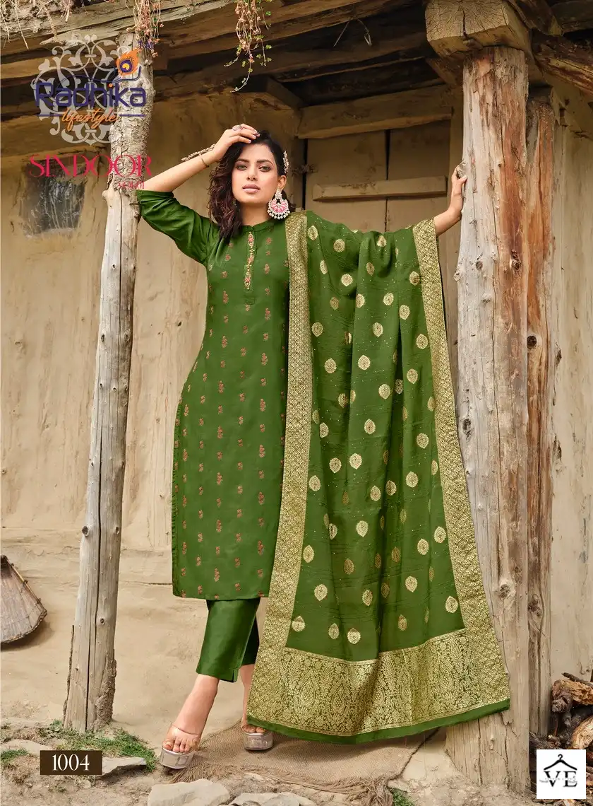 Radhika Lifestyle Sindoor Vol 1 Pure Dola Silk Jacquard Wholesale Designer Readymade Salwar Suit Catalog — Wholesale Salwar Suits, MPA wholesale from Surat - Gallery Image 4