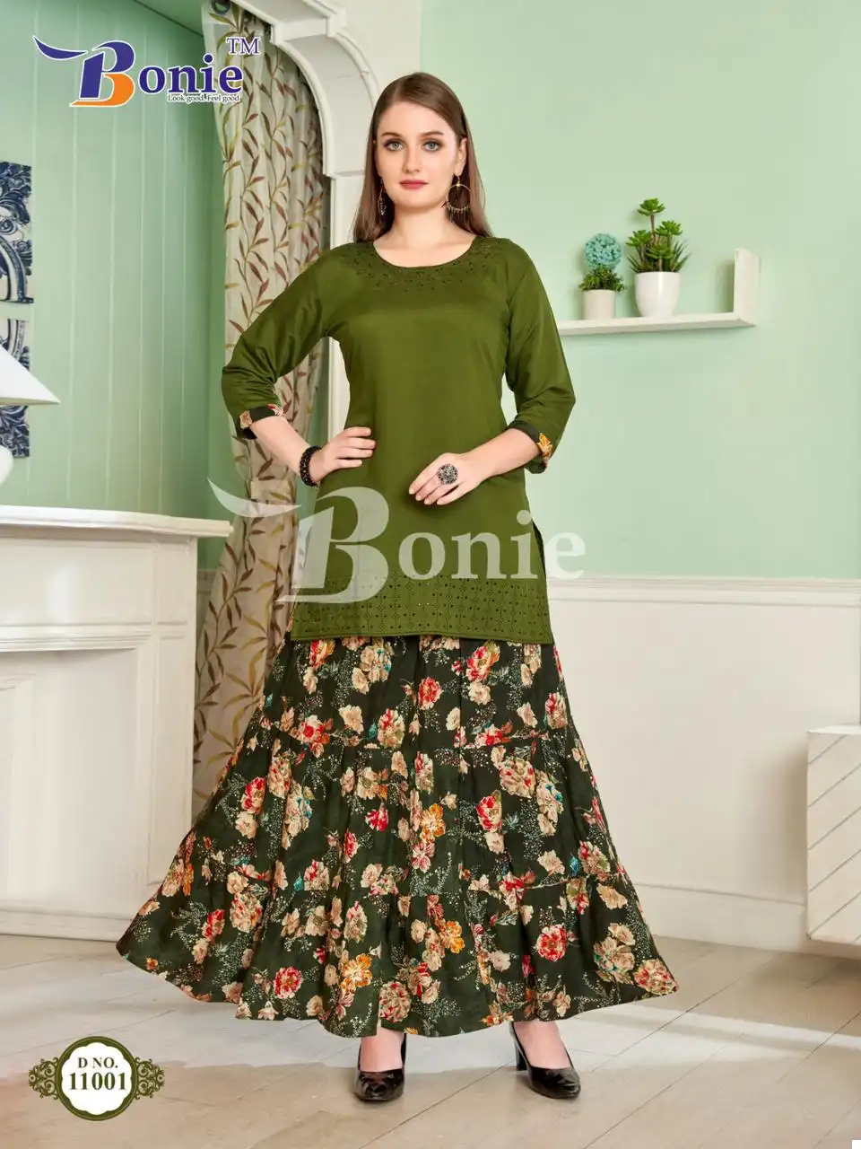 Bonie Skirt House 11 Heavy Rayon Wholesale Fancy Skirt Set Catalog — Wholesale Kurtis, bonie wholesale from Surat - Gallery Image 2
