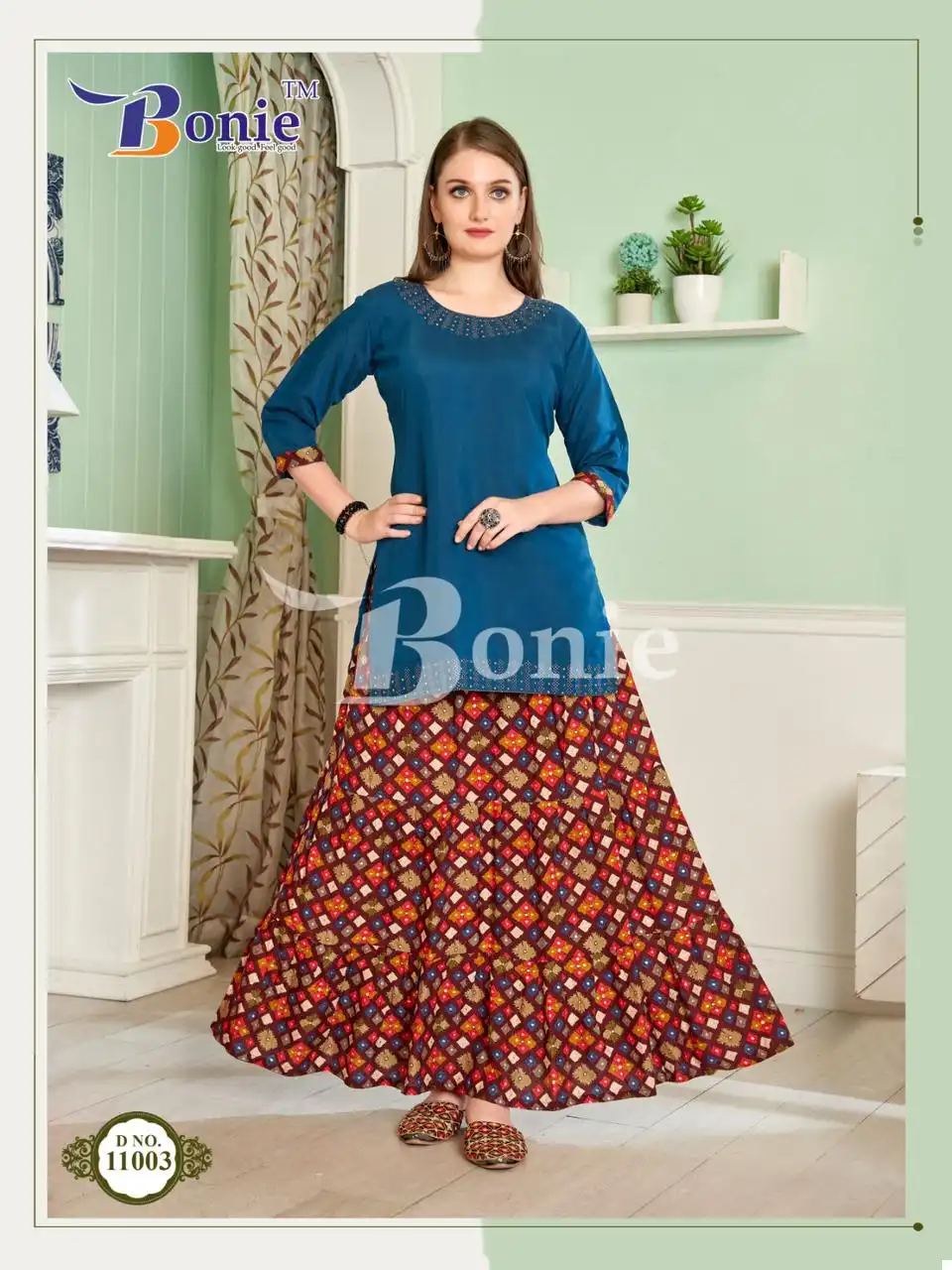 Bonie Skirt House 11 Heavy Rayon Wholesale Fancy Skirt Set Catalog — Wholesale Kurtis, bonie wholesale from Surat - Gallery Image 4