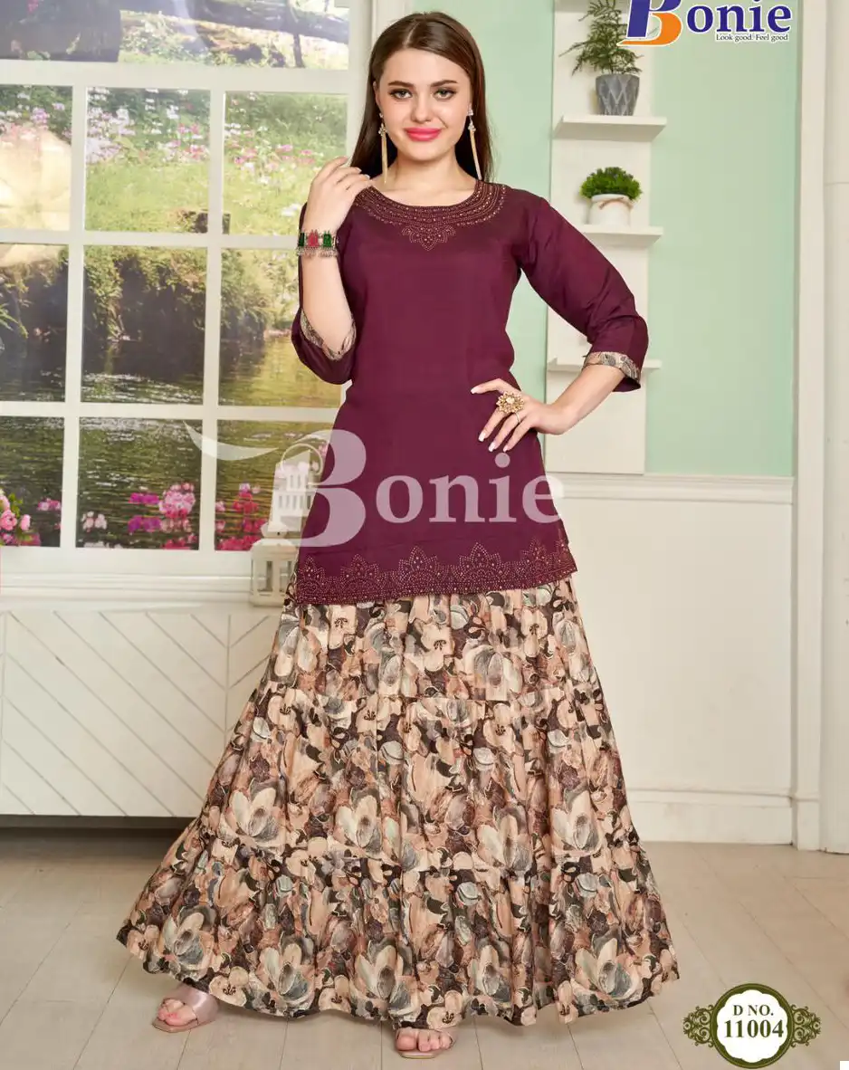 Bonie Skirt House 11 Heavy Rayon Wholesale Fancy Skirt Set Catalog — Wholesale Kurtis, bonie wholesale from Surat — view 1