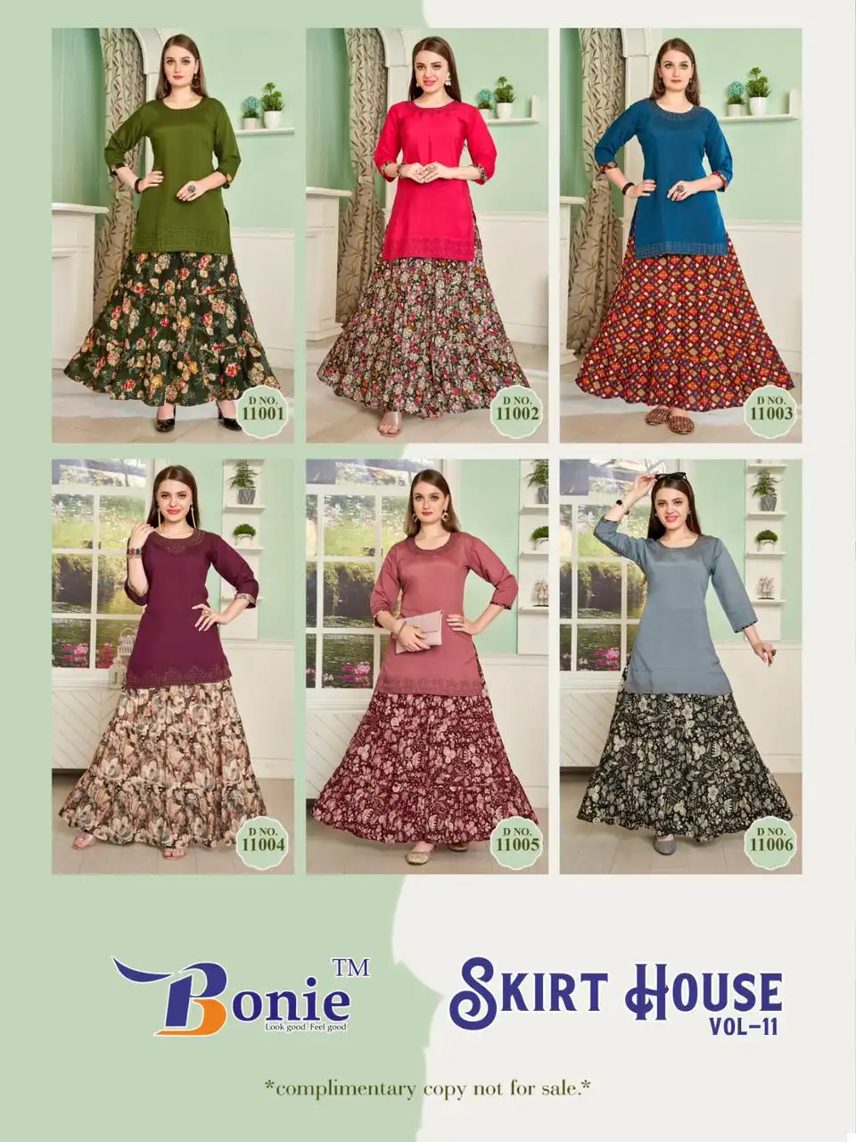 Bonie Skirt House 11 Heavy Rayon Wholesale Fancy Skirt Set Catalog — Wholesale Kurtis, bonie wholesale from Surat — view 7