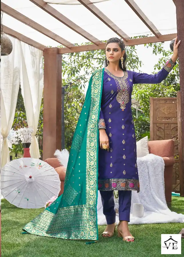 Pc Sloka Vol 5 Banarasi Silk Wholesale Designer Salwar Suit Catalog — Wholesale Salwar Suits, MPA wholesale from Surat - Gallery Image 4