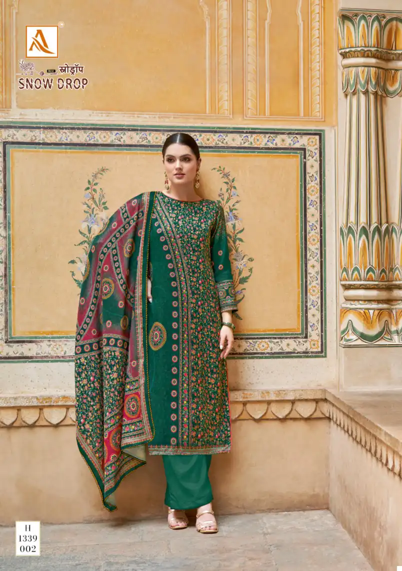 Alok Suits Snow Drop Viscose Pashmina Wholesale Salwar Suit Catalog — Wholesale Salwar Suits, Alok Suit wholesale from Surat — view 3