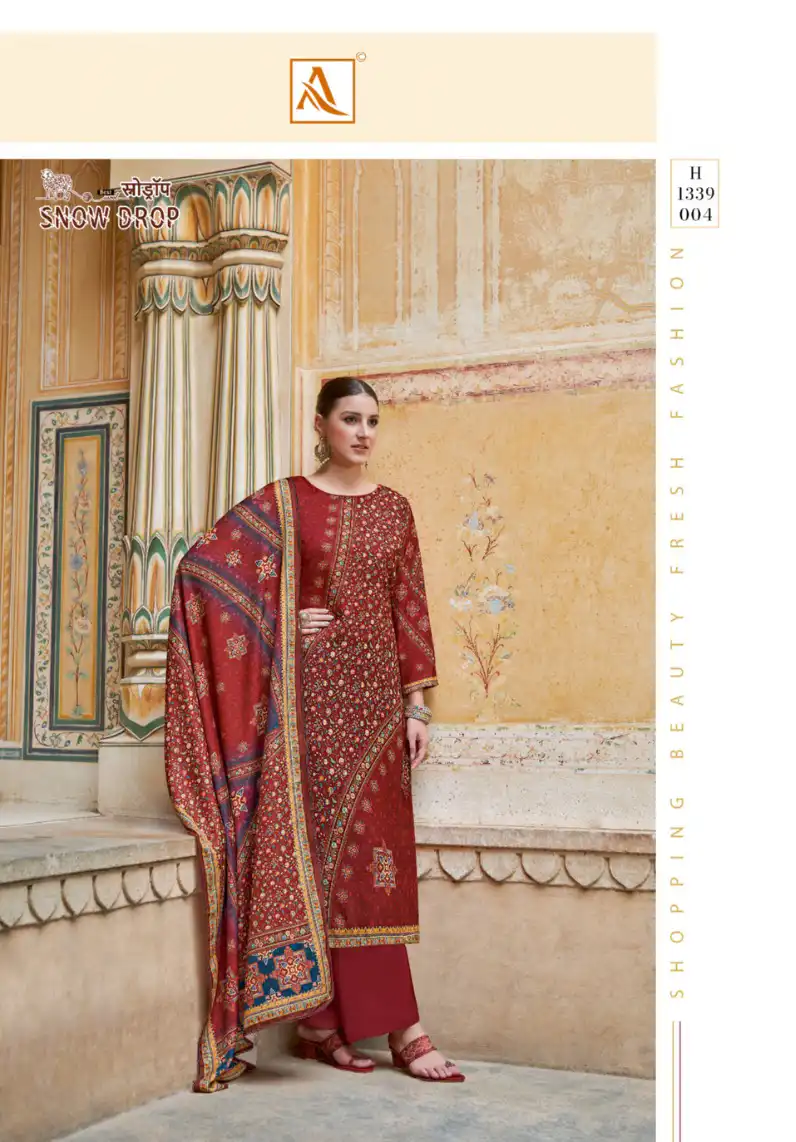 Alok Suits Snow Drop Viscose Pashmina Wholesale Salwar Suit Catalog — Wholesale Salwar Suits, Alok Suit wholesale from Surat — view 4