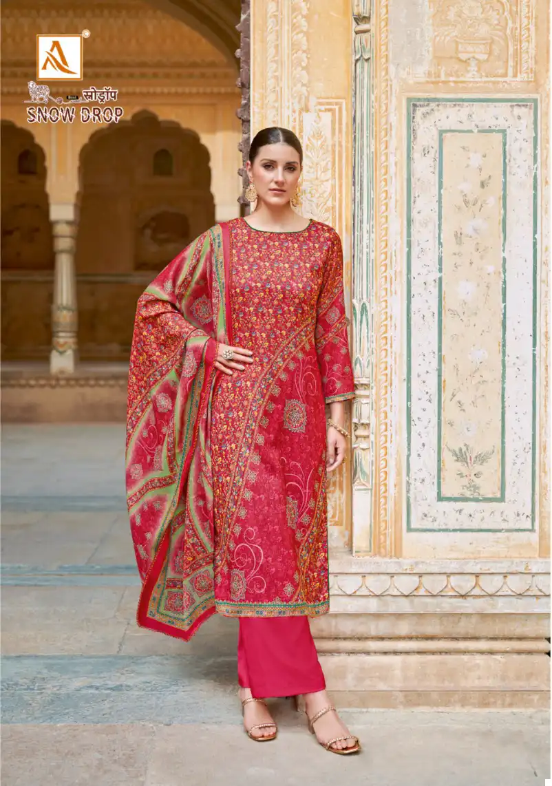 Alok Suits Snow Drop Viscose Pashmina Wholesale Salwar Suit Catalog — Wholesale Salwar Suits, Alok Suit wholesale from Surat — view 5