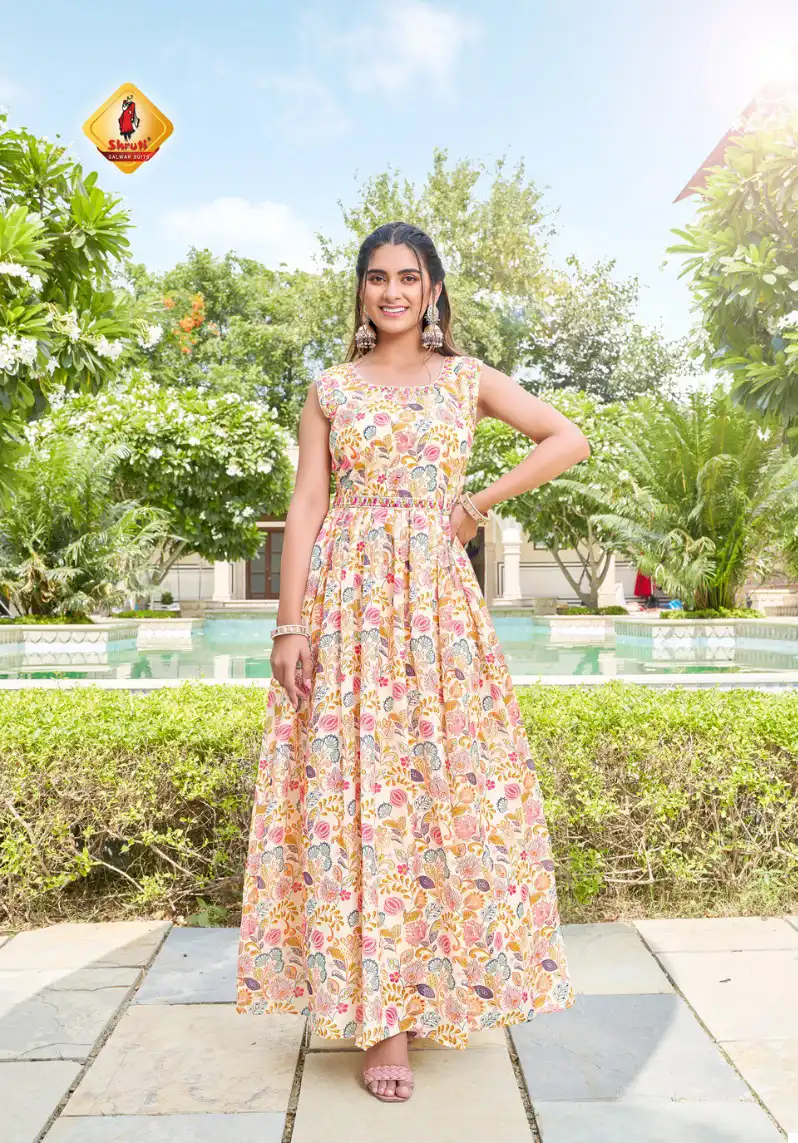 Shruti Spark Vol 4 Musline Wholesale Full Flared Kurtis Catalog — Wholesale Kurtis, MPA wholesale from Surat - Gallery Image 3
