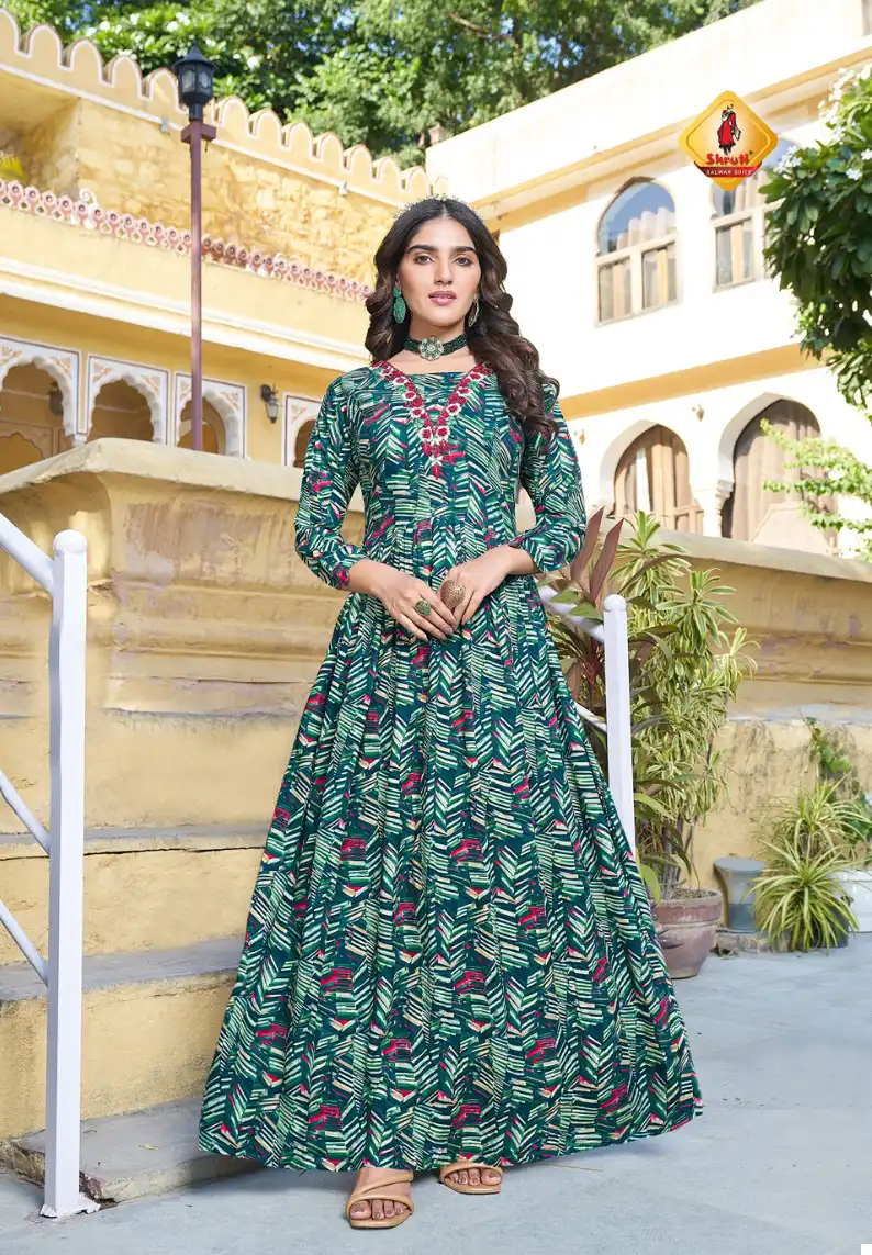 Shruti Spark Vol 5 Modal Foil Prints Wholesale Party Wear Long Gown Catalog — Wholesale Kurtis, MPA wholesale from Surat - Gallery Image 2