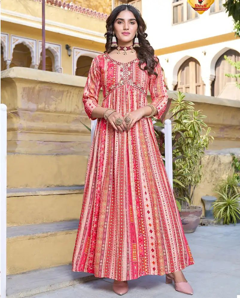 Shruti Spark Vol 5 Modal Foil Prints Wholesale Party Wear Long Gown Catalog — Wholesale Kurtis, MPA wholesale from Surat — view 1