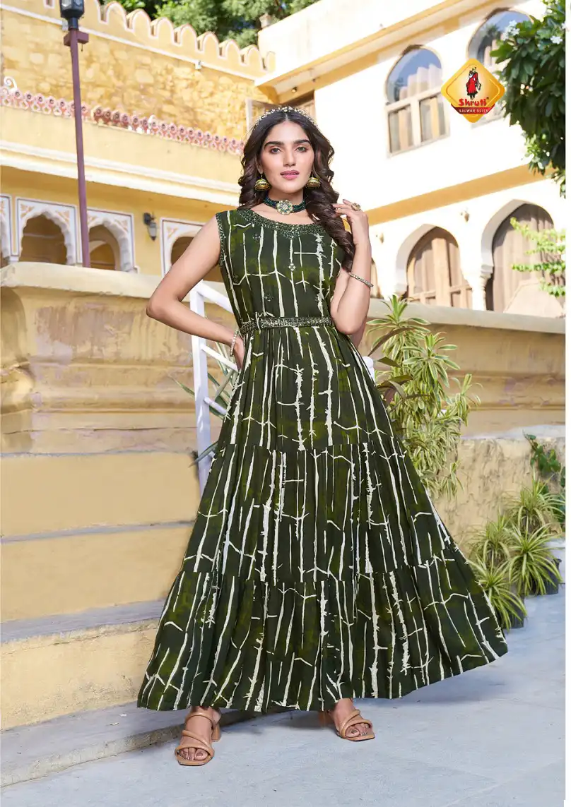 Shruti Spark Vol 5 Modal Foil Prints Wholesale Party Wear Long Gown Catalog — Wholesale Kurtis, MPA wholesale from Surat - Gallery Image 3
