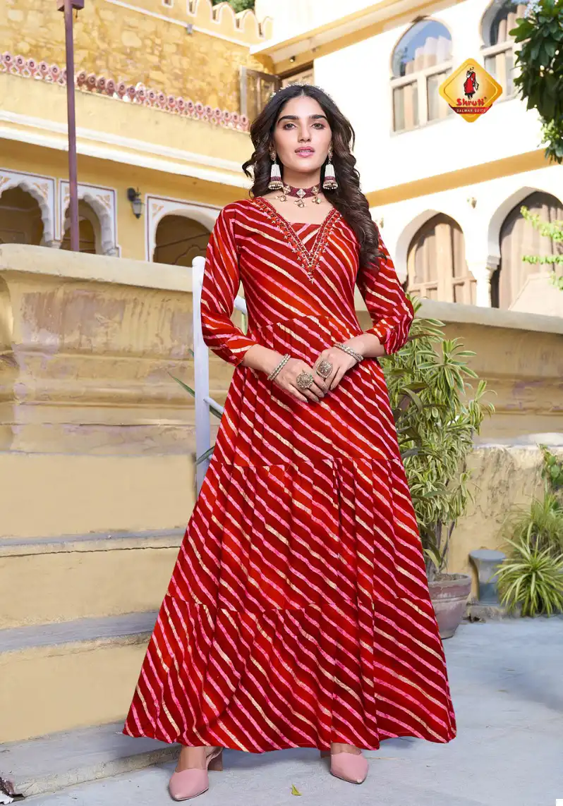 Shruti Spark Vol 5 Modal Foil Prints Wholesale Party Wear Long Gown Catalog — Wholesale Kurtis, MPA wholesale from Surat - Gallery Image 4