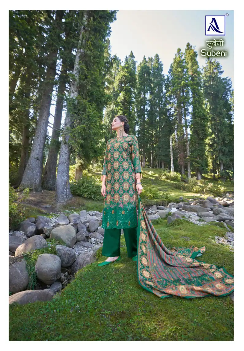 Alok Suits Subeni Pashmina Wholesale Fancy Embroidery Work Salwar Suit Catalog — Wholesale Salwar Suits, Alok Suit wholesale from Surat - Gallery Image 5