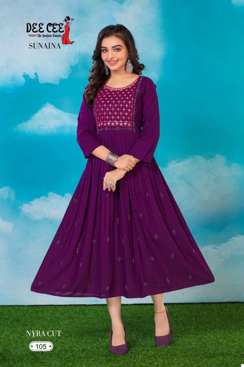 Deecee Sunaina Rayon Wholesale Long Kurtis Catalog — Wholesale Kurtis, MPA wholesale from Surat - Gallery Image 2