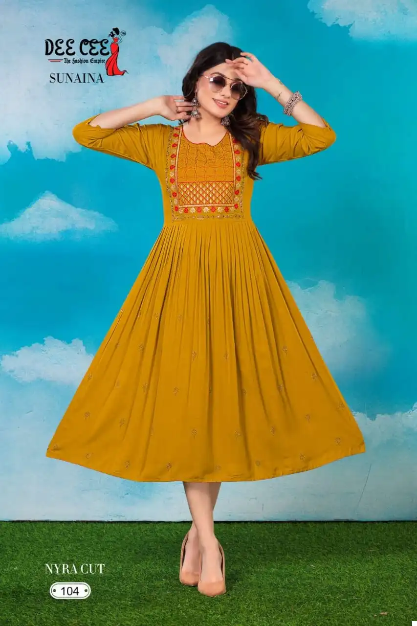 Deecee Sunaina Rayon Wholesale Long Kurtis Catalog — Wholesale Kurtis, MPA wholesale from Surat - Gallery Image 4