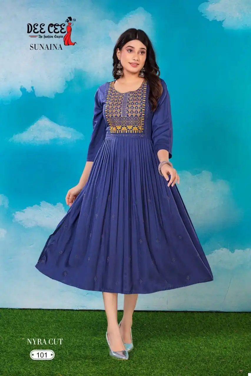 Deecee Sunaina Rayon Wholesale Long Kurtis Catalog — Wholesale Kurtis, MPA wholesale from Surat - Gallery Image 6