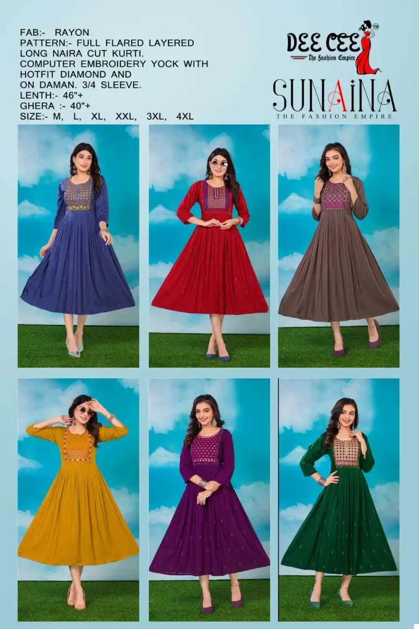 Deecee Sunaina Rayon Wholesale Long Kurtis Catalog — Wholesale Kurtis, MPA wholesale from Surat — view 8