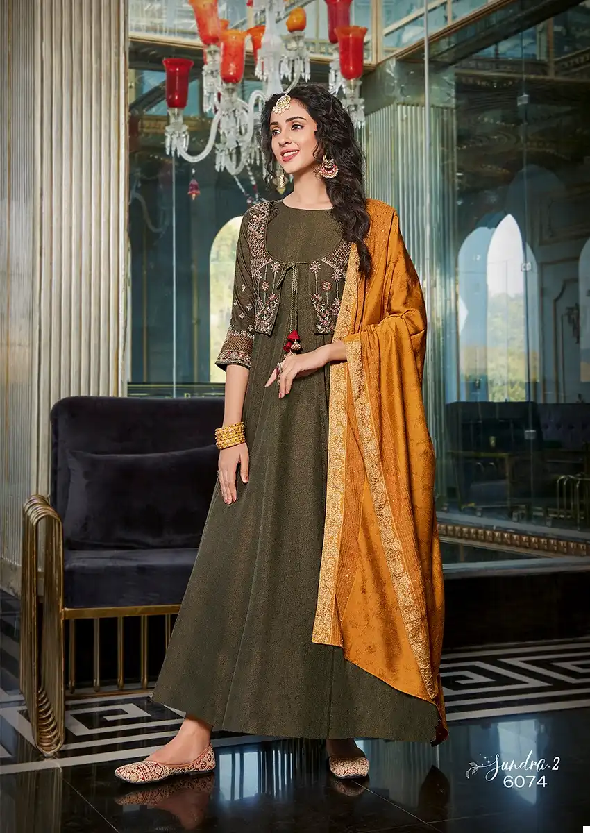 Koodee Sundra Vol 3 Fancy Viscose Wholesale Anarkali Kurti With Dupatta Catalog — Wholesale Salwar Suits, MPA wholesale from Surat — view 5