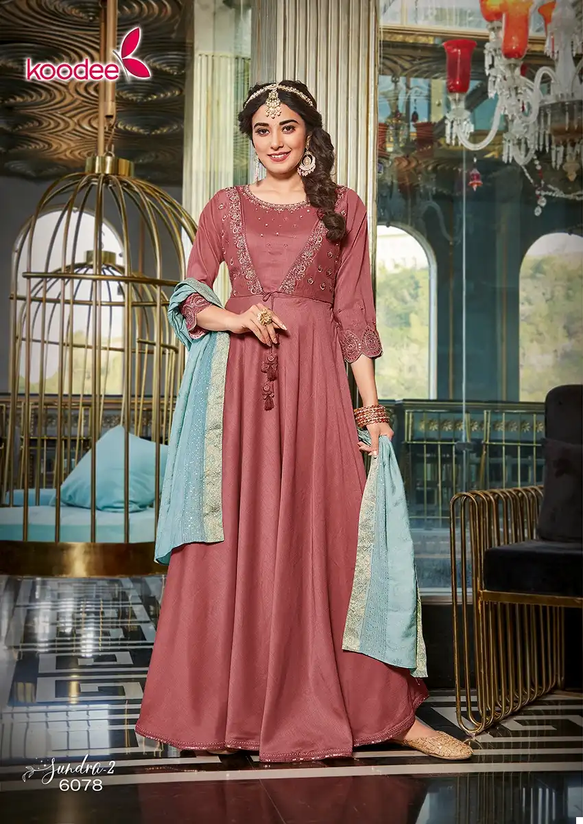 Koodee Sundra Vol 3 Fancy Viscose Wholesale Anarkali Kurti With Dupatta Catalog — Wholesale Salwar Suits, MPA wholesale from Surat — view 6
