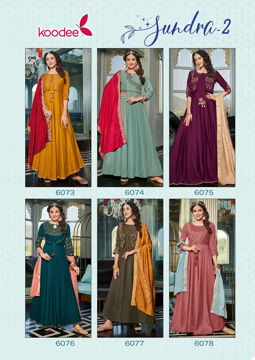 Koodee Sundra Vol 3 Fancy Viscose Wholesale Anarkali Kurti With Dupatta Catalog — Wholesale Salwar Suits, MPA wholesale from Surat — view 7
