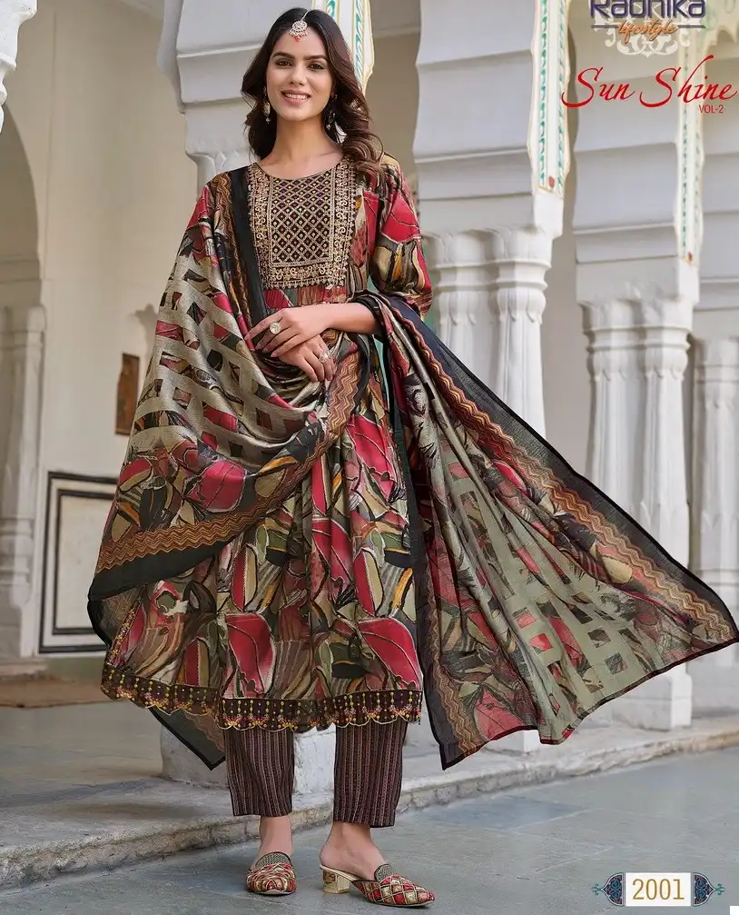 Radhika Sunshine Vol 2 Pure Modal Muslin Wholesale Readymade Suits Catalog — Wholesale Salwar Suits, MPA wholesale from Surat — view 1