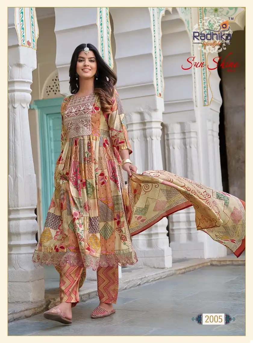 Radhika Sunshine Vol 2 Pure Modal Muslin Wholesale Readymade Suits Catalog — Wholesale Salwar Suits, MPA wholesale from Surat - Gallery Image 6