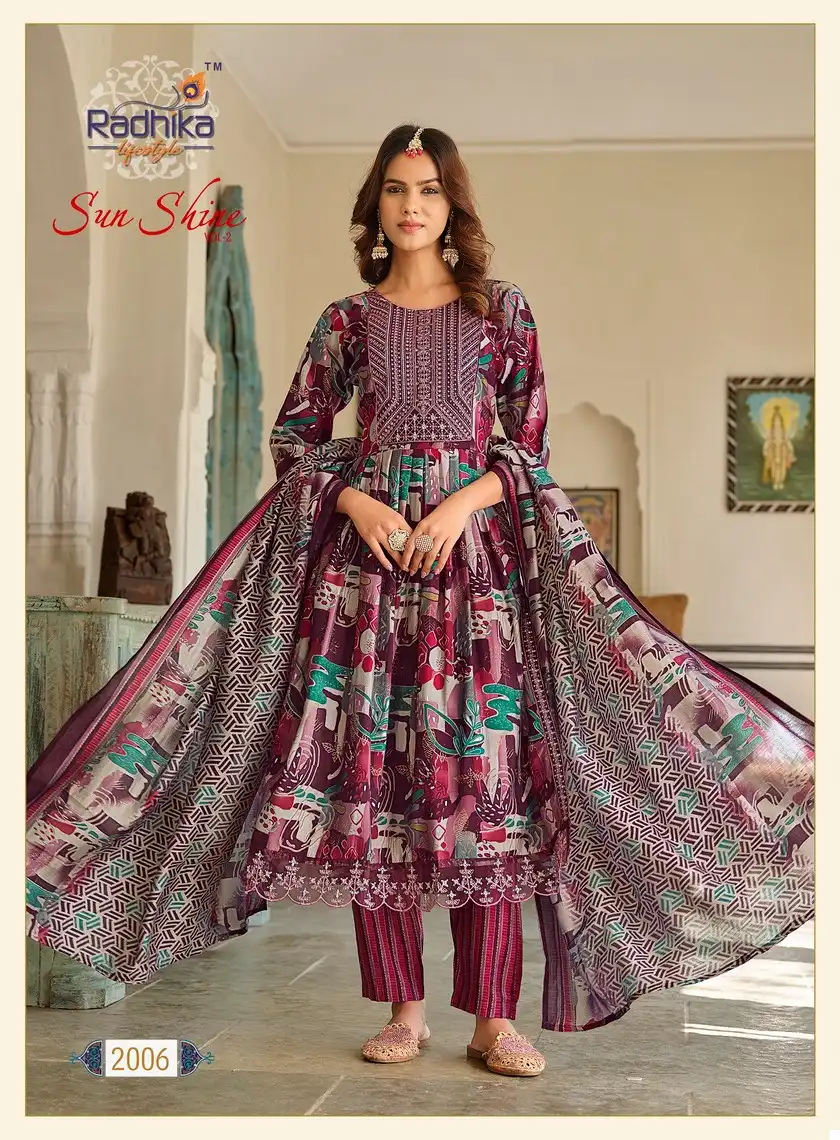 Radhika Sunshine Vol 2 Pure Modal Muslin Wholesale Readymade Suits Catalog — Wholesale Salwar Suits, MPA wholesale from Surat - Gallery Image 7
