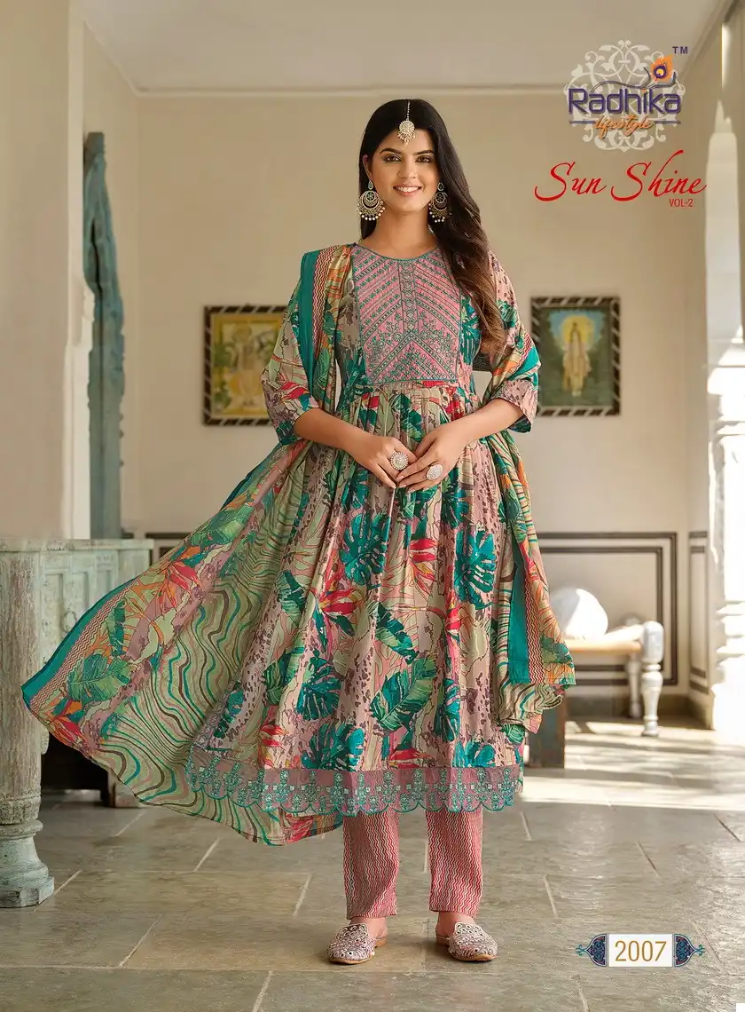 Radhika Sunshine Vol 2 Pure Modal Muslin Wholesale Readymade Suits Catalog — Wholesale Salwar Suits, MPA wholesale from Surat - Gallery Image 2