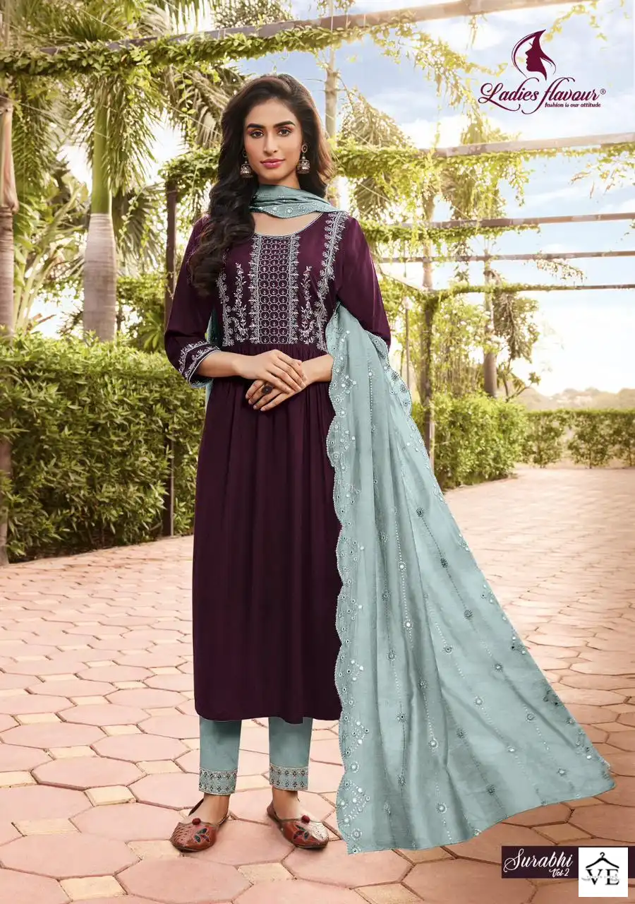 Ladies Flavour Surabhi Vol 2 Rayon Wholesale Designer Readymade Salwar Suit Catalog - 6 Pcs Set — Wholesale Salwar Suits, MPA wholesale from Surat - Gallery Image 2