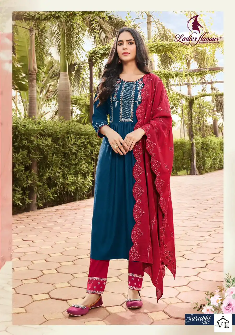 Ladies Flavour Surabhi Vol 2 Rayon Wholesale Designer Readymade Salwar Suit Catalog - 6 Pcs Set — Wholesale Salwar Suits, MPA wholesale from Surat - Gallery Image 3
