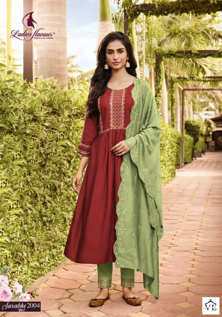 Ladies Flavour Surabhi Vol 2 Rayon Wholesale Designer Readymade Salwar Suit Catalog - 6 Pcs Set — Wholesale Salwar Suits, MPA wholesale from Surat - Gallery Image 4